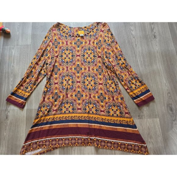 Ruby Rd. Multicolor Paisley Tunic Top With Beaded Neckline L - Picture 4 of 7